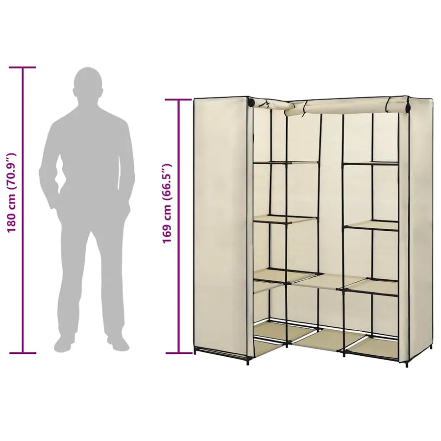 Garde-robe d'angle Crème 130 x 87 x 169 cm - 7