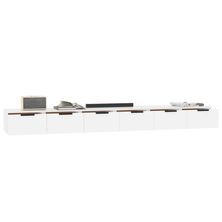 Armoires murales 2 pcs blanc 102x30x20 cm bois d'ingénierie - 4