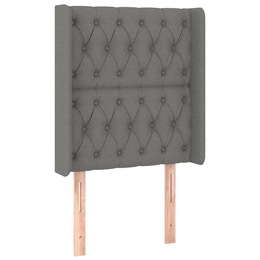 Tête de lit avec oreilles Gris foncé 83x16x118/128 cm Tissu - 2