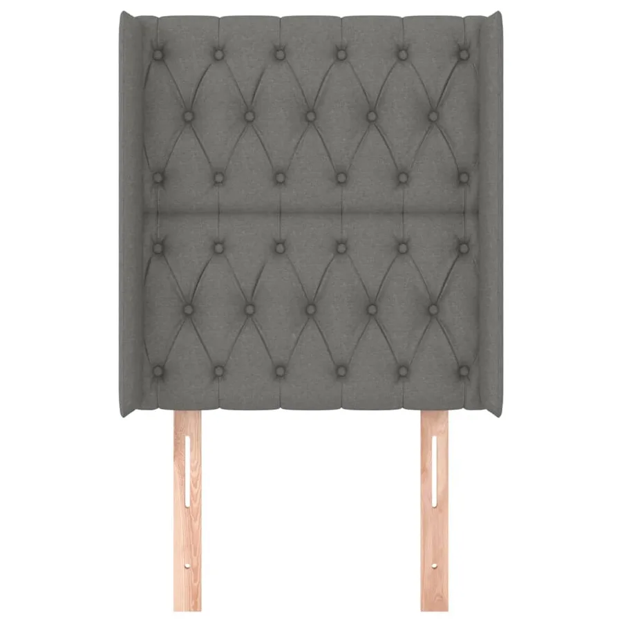 Tête de lit avec oreilles Gris foncé 83x16x118/128 cm Tissu - 3