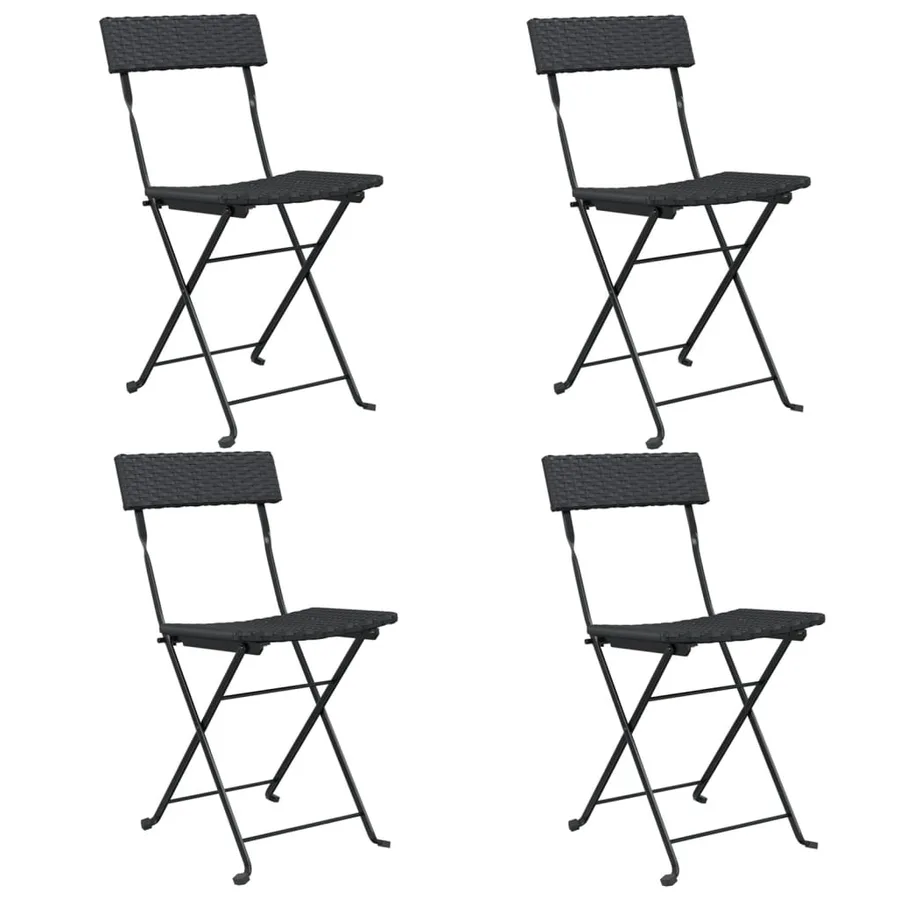 Chaises de bistrot pliantes lot de 4 Noir Résine tressée acier - 2