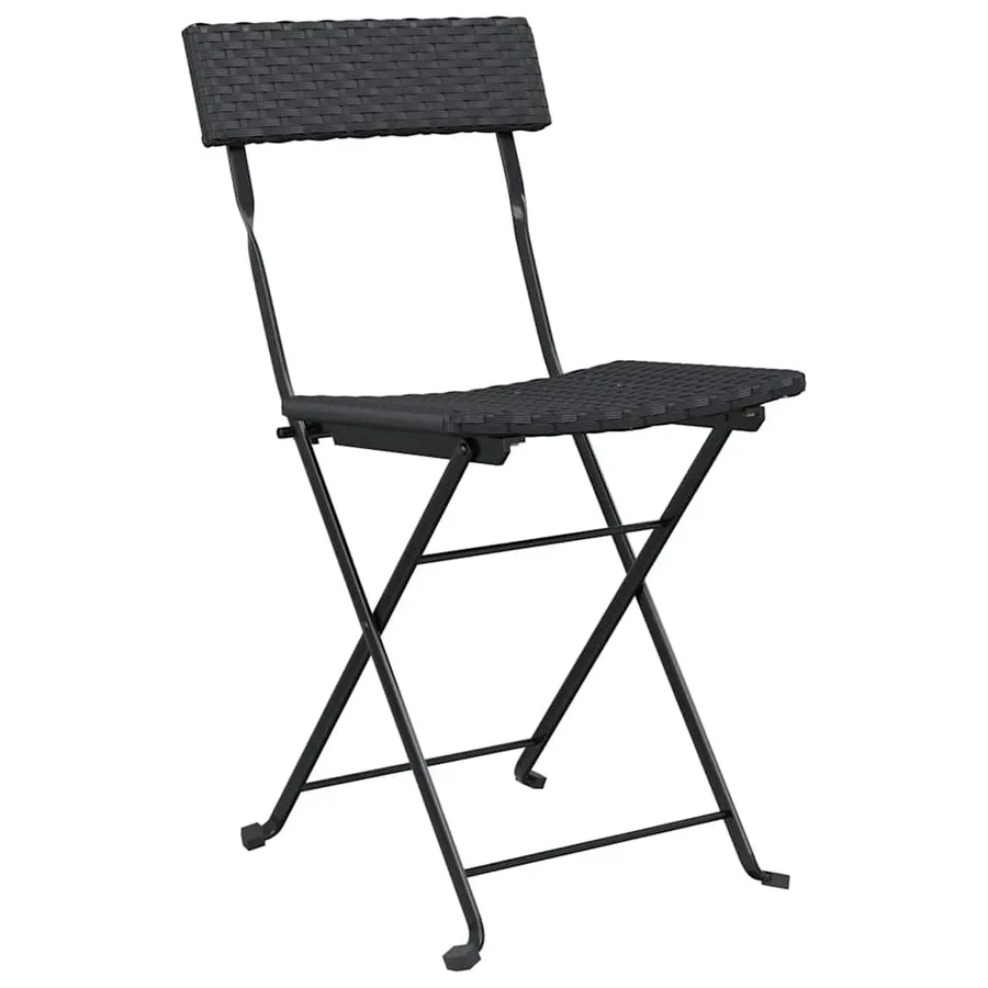 Chaises de bistrot pliantes lot de 4 Noir Résine tressée acier - 3
