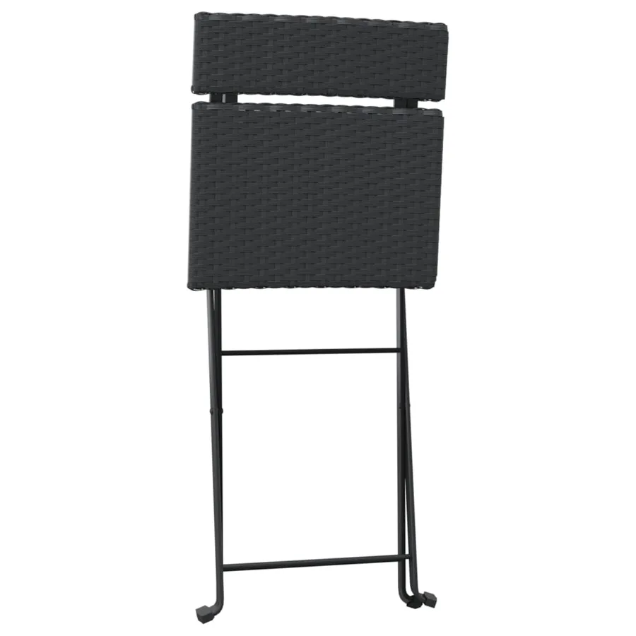 Chaises de bistrot pliantes lot de 4 Noir Résine tressée acier - 5