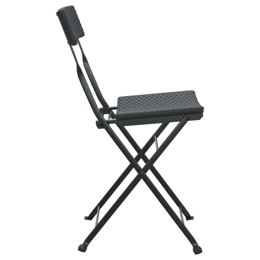 Chaises de bistrot pliantes lot de 4 Noir Résine tressée acier - 6