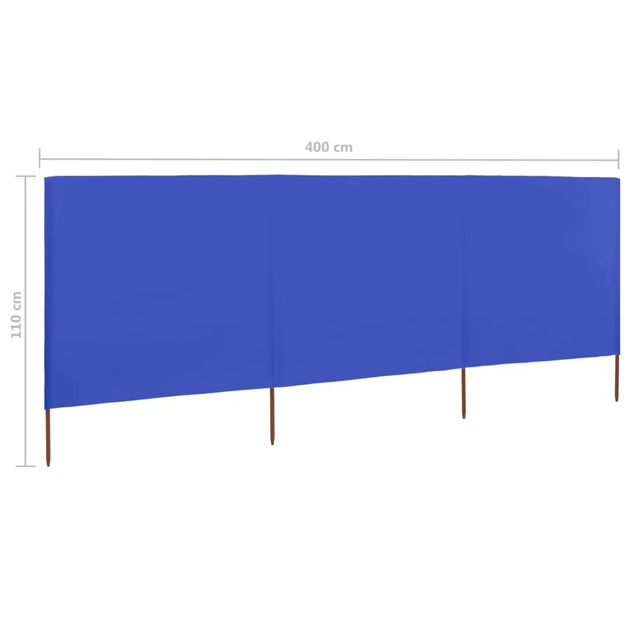 Paravent 3 panneaux Tissu 400 x 80 cm Bleu azuré - 6