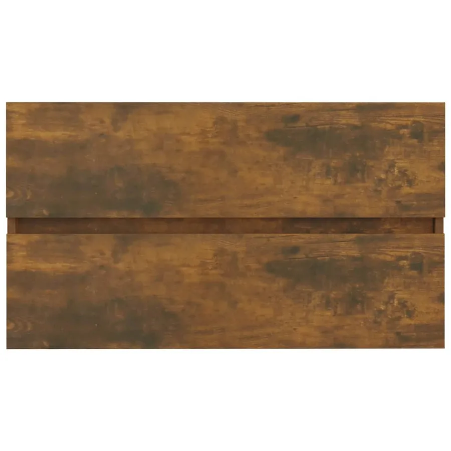 Armoire de lavabo Chêne fumé 80x38,5x45 cm Bois d'ingénierie - 7