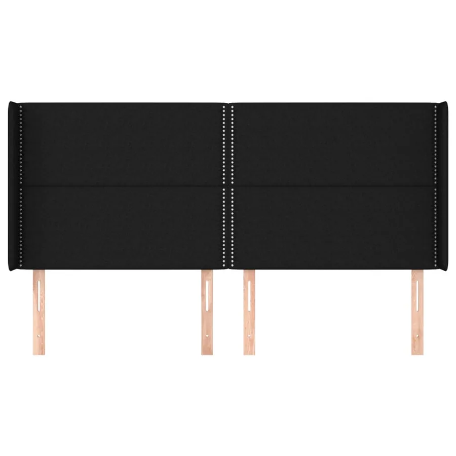 Tête de lit avec oreilles Noir 203x16x118/128 cm Tissu - 3