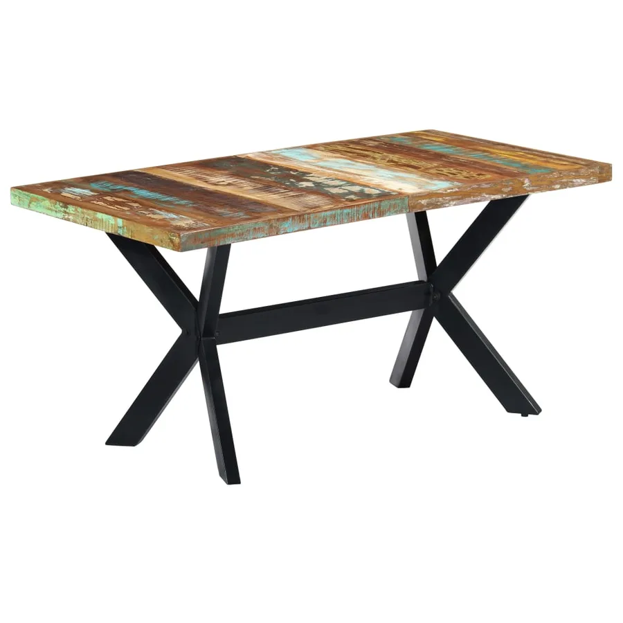 Table à manger 160x80x75 cm Bois de récupération massif - 10