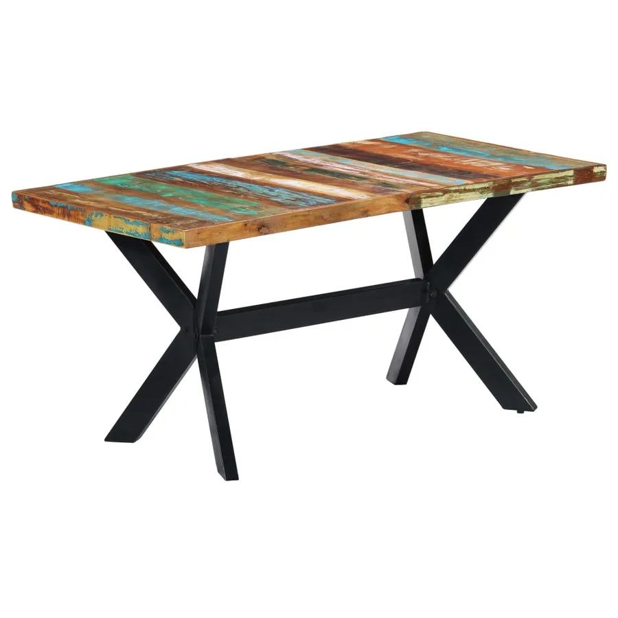 Table à manger 160x80x75 cm Bois de récupération massif - 8
