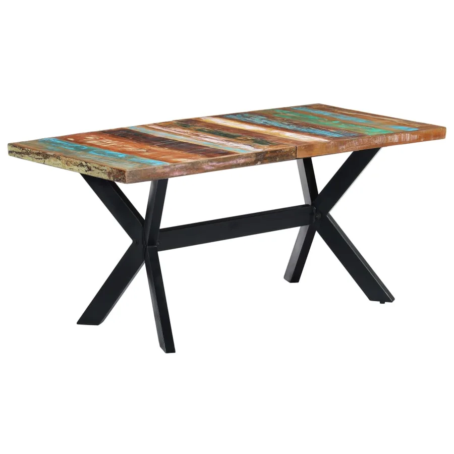 Table à manger 160x80x75 cm Bois de récupération massif - 9