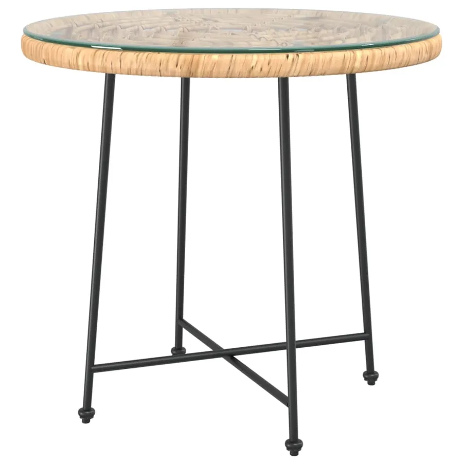 Table de salle à manger Ø80 cm Verre trempé et acier - 2
