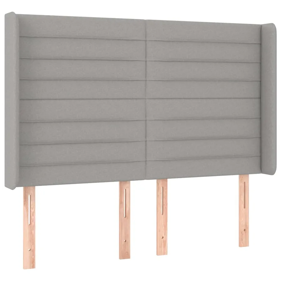 Tête de lit avec oreilles Gris clair 147x16x118/128 cm Tissu - 2