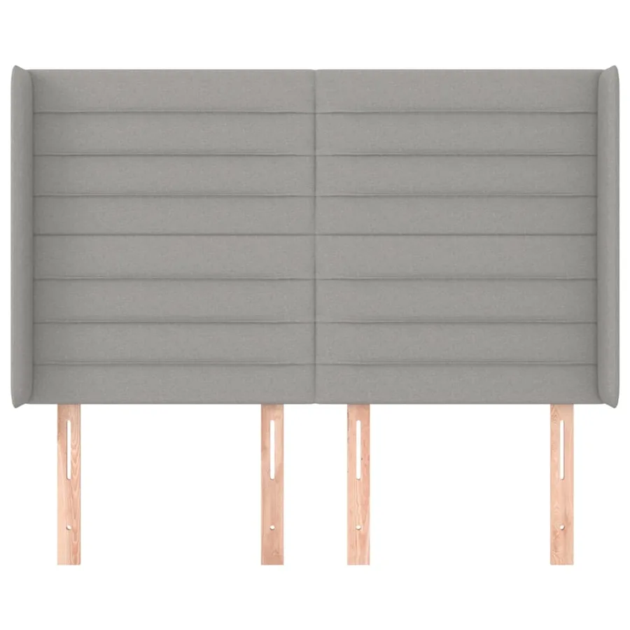 Tête de lit avec oreilles Gris clair 147x16x118/128 cm Tissu - 3