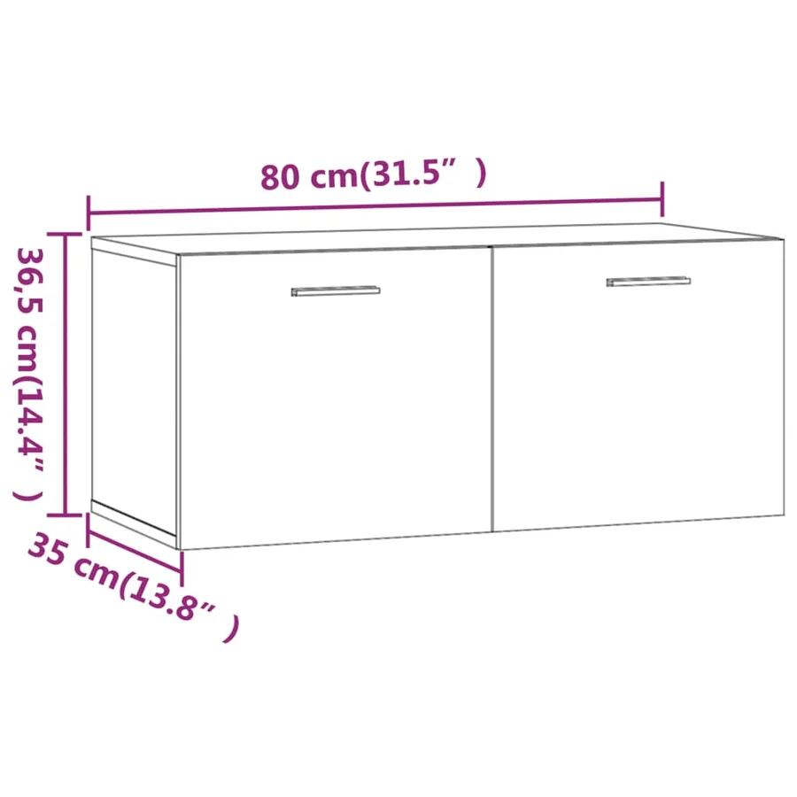 Armoire murale Blanc 80x35x36,5 cm Bois d'ingénierie - 9