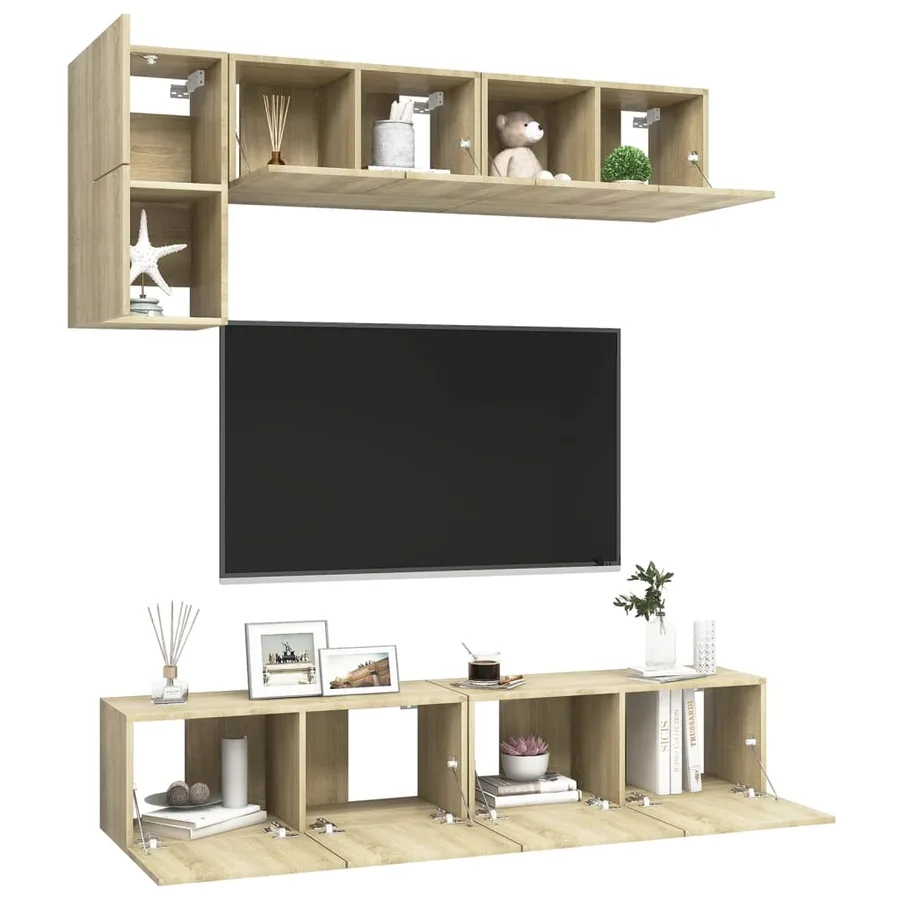 Ensemble de meuble TV 5 pcs Chêne sonoma Bois d'ingénierie - 3