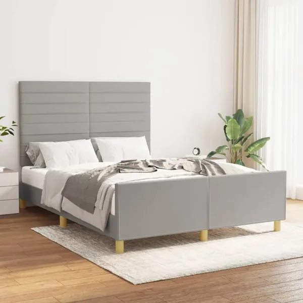 Cadre de lit sans matelas gris clair 140x200 cm tissu