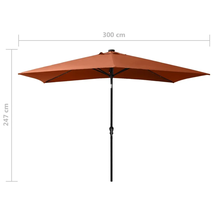Parasol de jardin avec LED et mât en acier terre cuite 2x3 m - 11