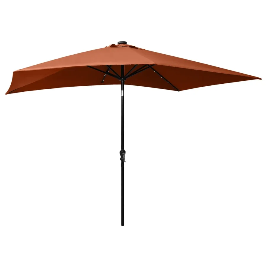 Parasol de jardin avec LED et mât en acier terre cuite 2x3 m - 4