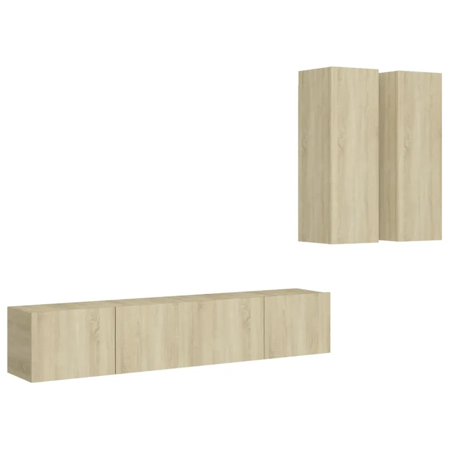 Ensemble de meubles TV 4 pcs Chêne sonoma Bois d'ingénierie - 2