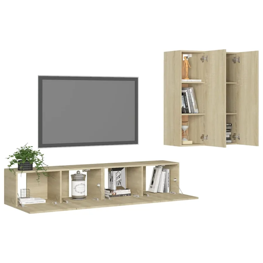 Ensemble de meubles TV 4 pcs Chêne sonoma Bois d'ingénierie - 3