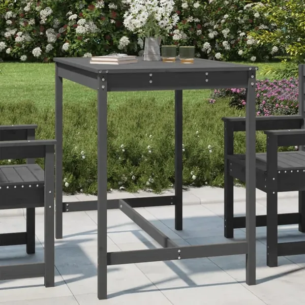 Table de jardin gris 121x82,5x110 cm bois massif de pin