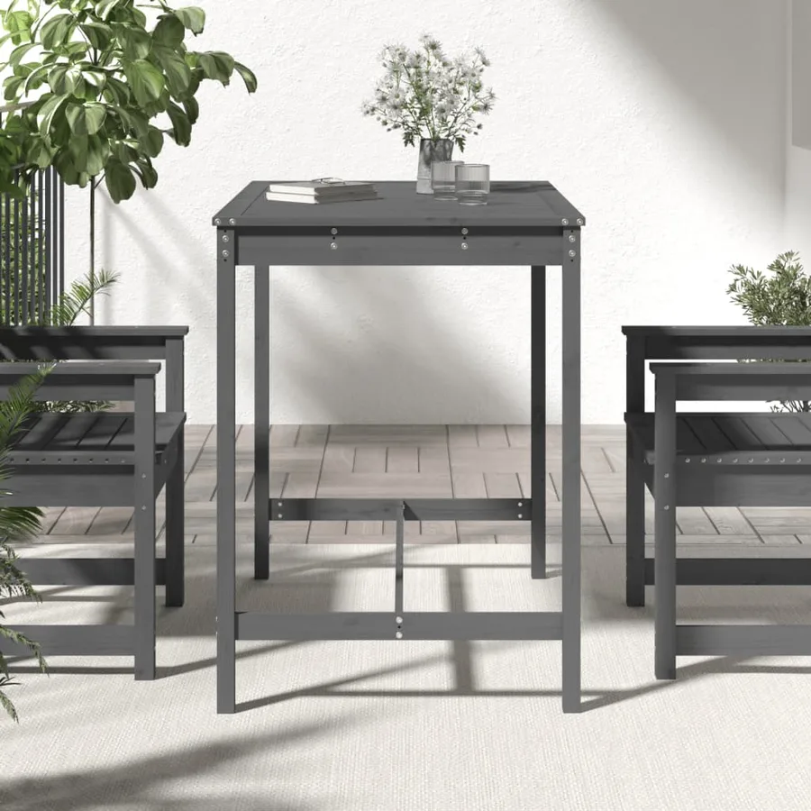 Table de jardin gris 121x82,5x110 cm bois massif de pin - 3