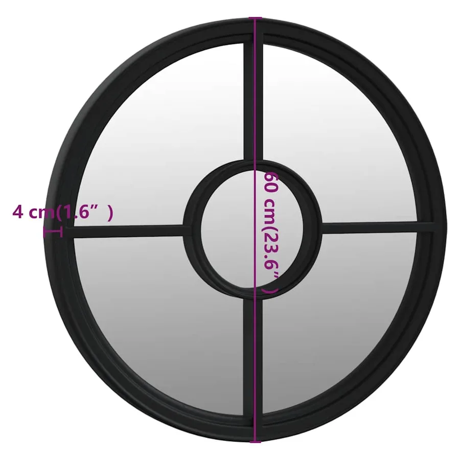 Miroir de jardin Noir 60x4 cm Fer Rond utilisation extérieure - 6