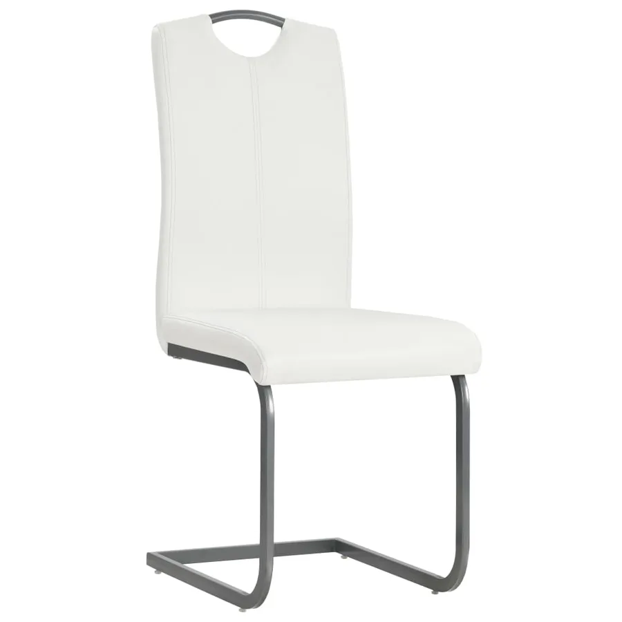 Chaises à manger cantilever lot de 6 blanc similicuir - 2