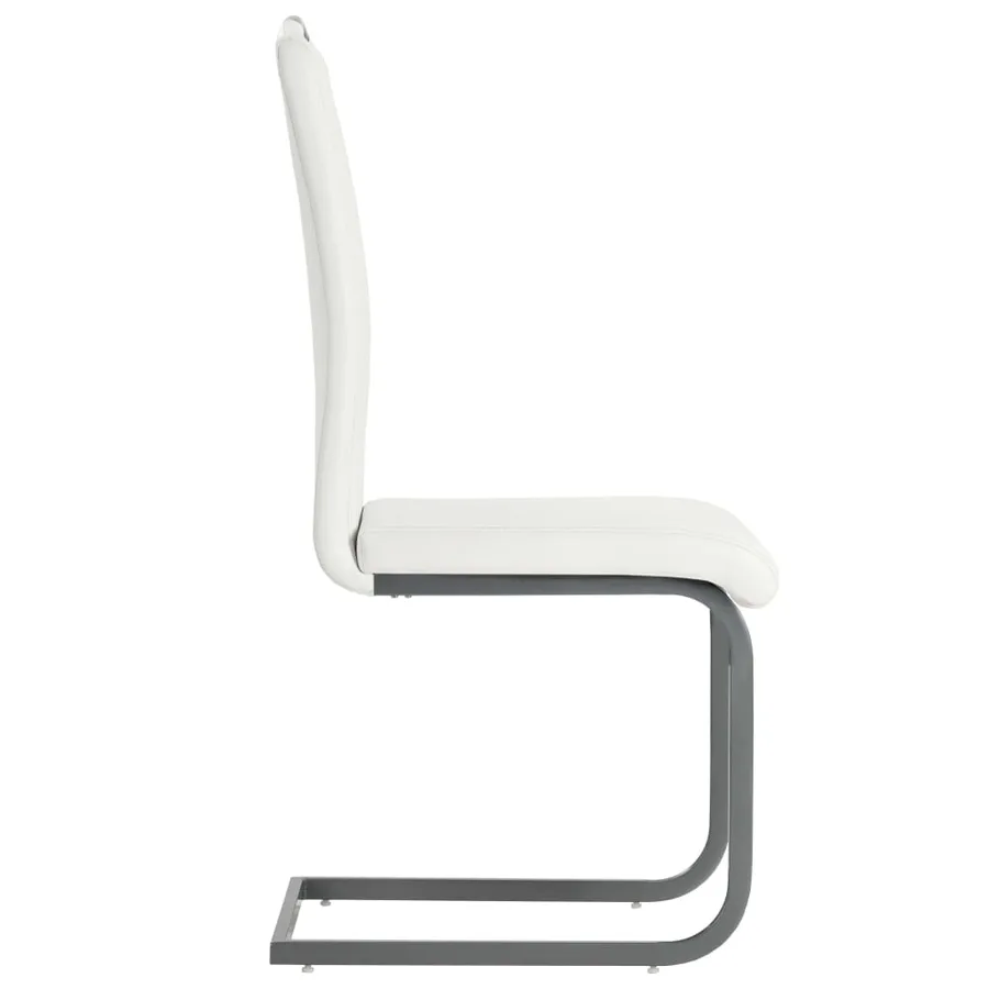 Chaises à manger cantilever lot de 6 blanc similicuir - 4