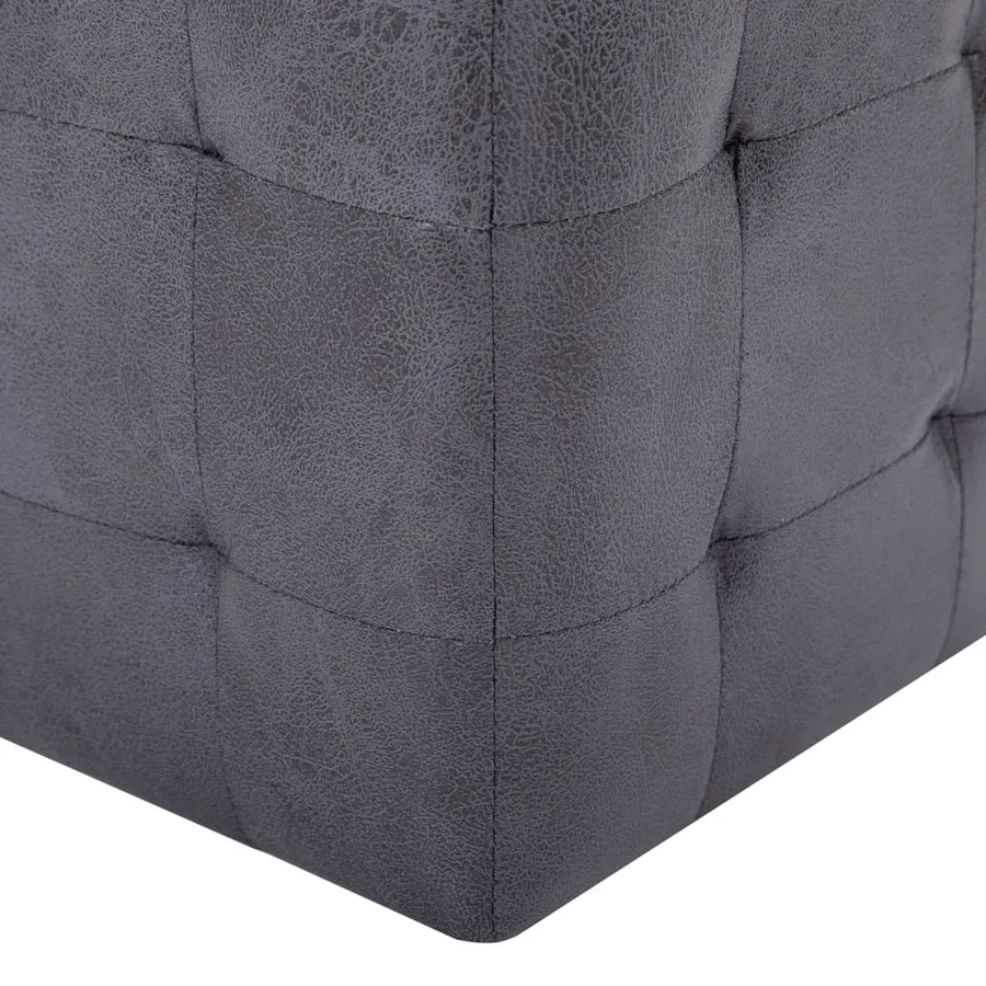 2 pcs Tables de chevet Gris 30x30x30 cm Similicuir daim - 5