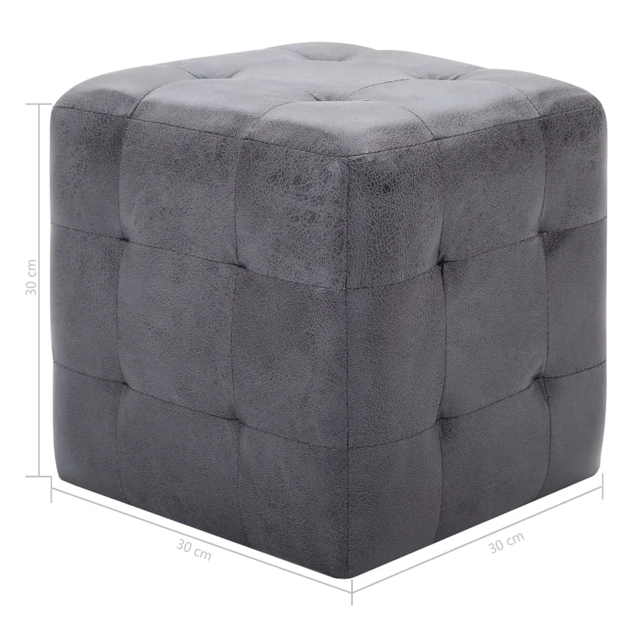 2 pcs Tables de chevet Gris 30x30x30 cm Similicuir daim - 6
