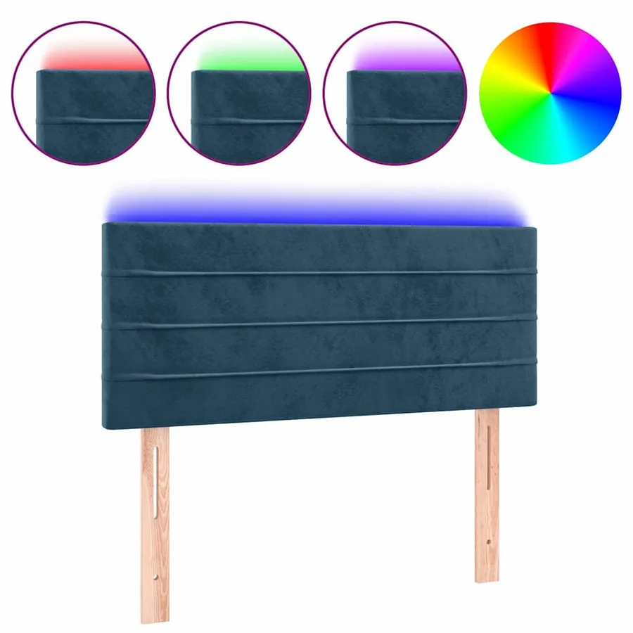 Tête de lit à LED Bleu foncé 90x5x78/88 cm Velours - 2