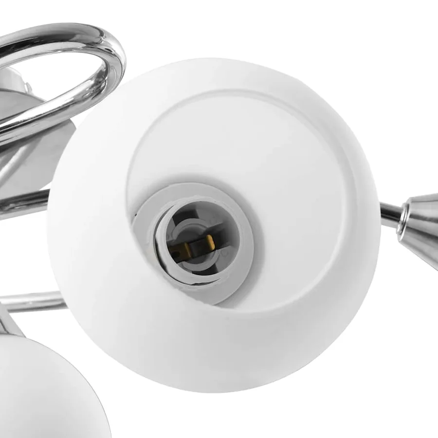 Plafonnier avec abat-jour en verre 5 ampoules E14 Blanc Bol - 7