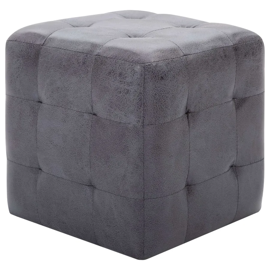 2 pcs Poufs Gris 30 x 30 x 30 cm Similicuir daim - 2