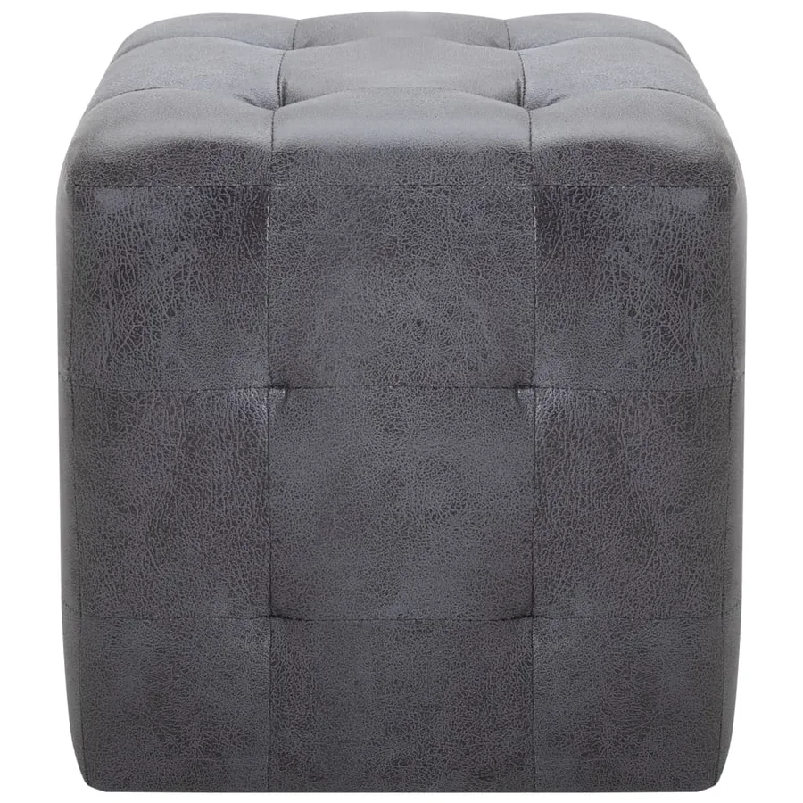 2 pcs Poufs Gris 30 x 30 x 30 cm Similicuir daim - 3