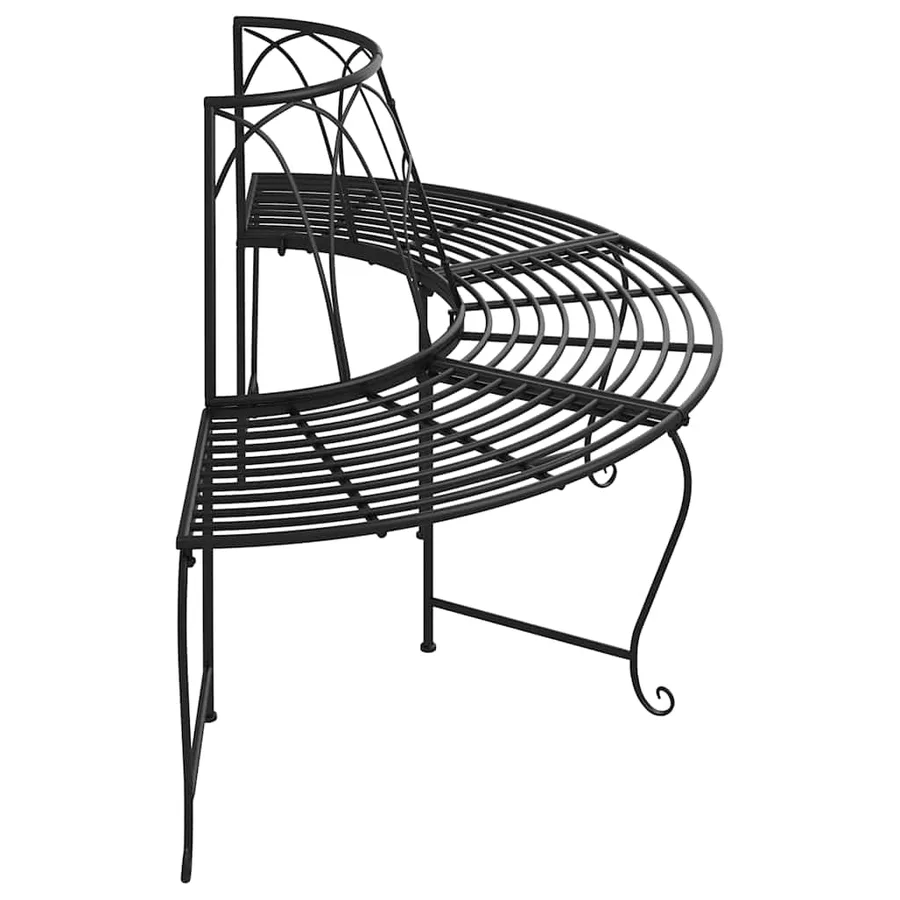 Banc demi-circulaire tour d'arbre lot de 2 Ø159 cm Noir Acier - 4