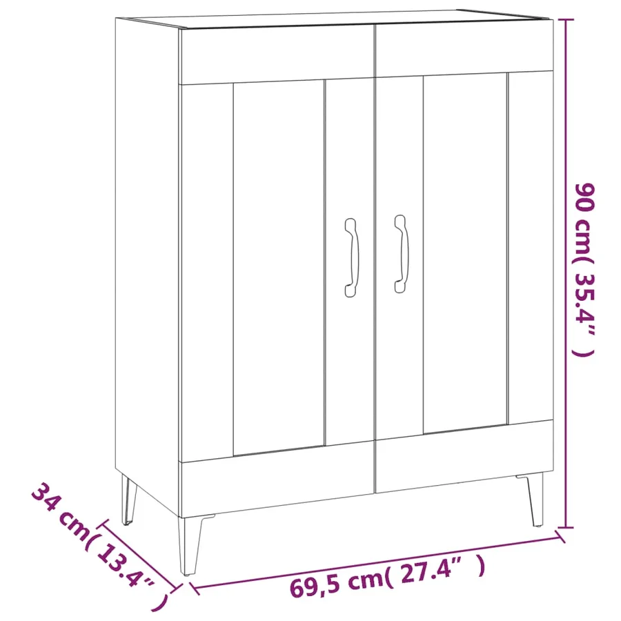 Buffet sonoma gris 69,5x34x90 cm bois d'ingénierie - 9