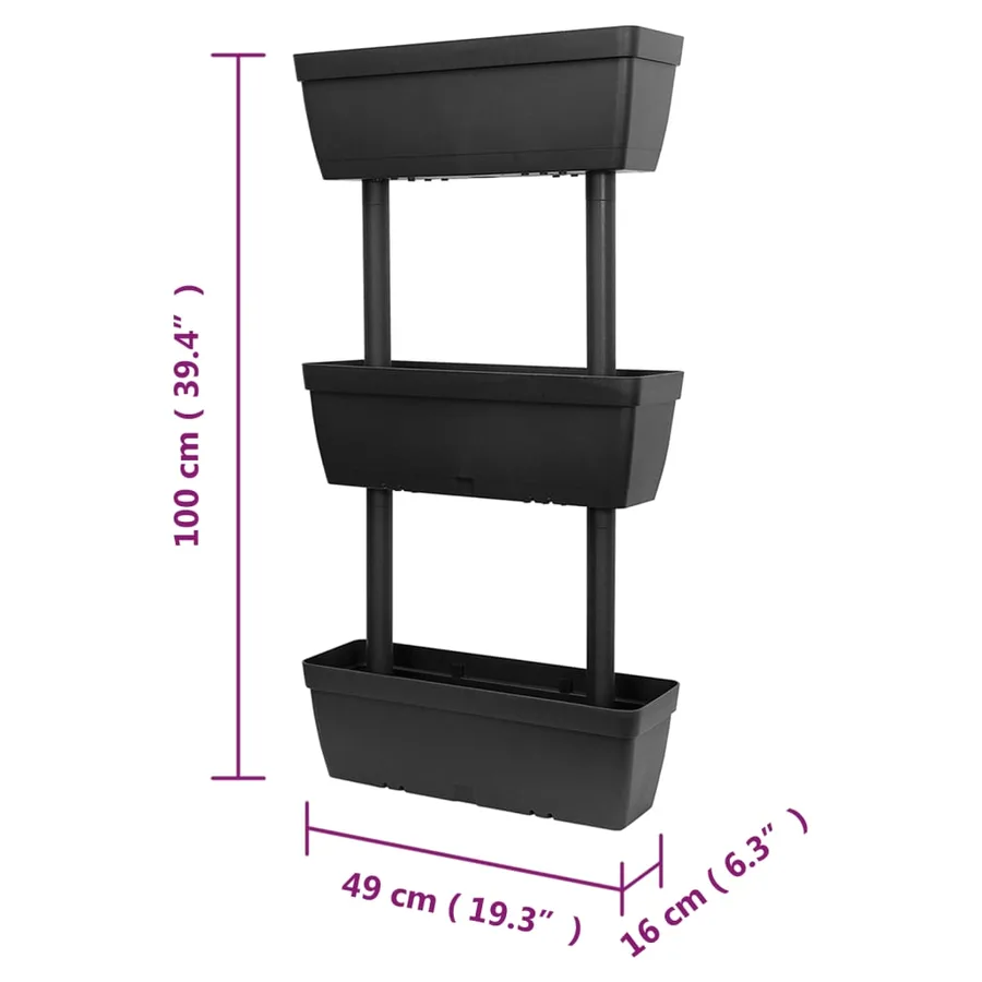 Jardinières 3 pcs 100 cm Anthracite - 7