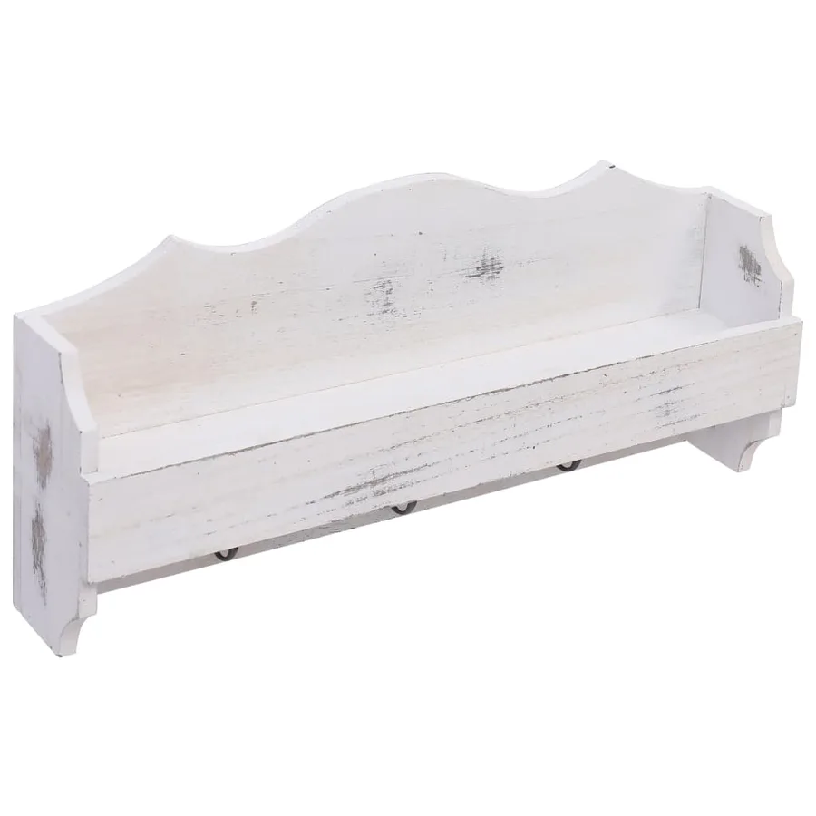 Porte-manteau mural Blanc 50x10x23 cm Bois - 2