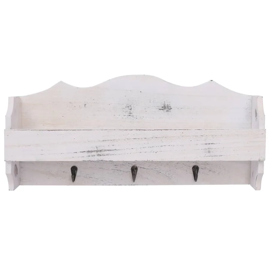Porte-manteau mural Blanc 50x10x23 cm Bois - 3