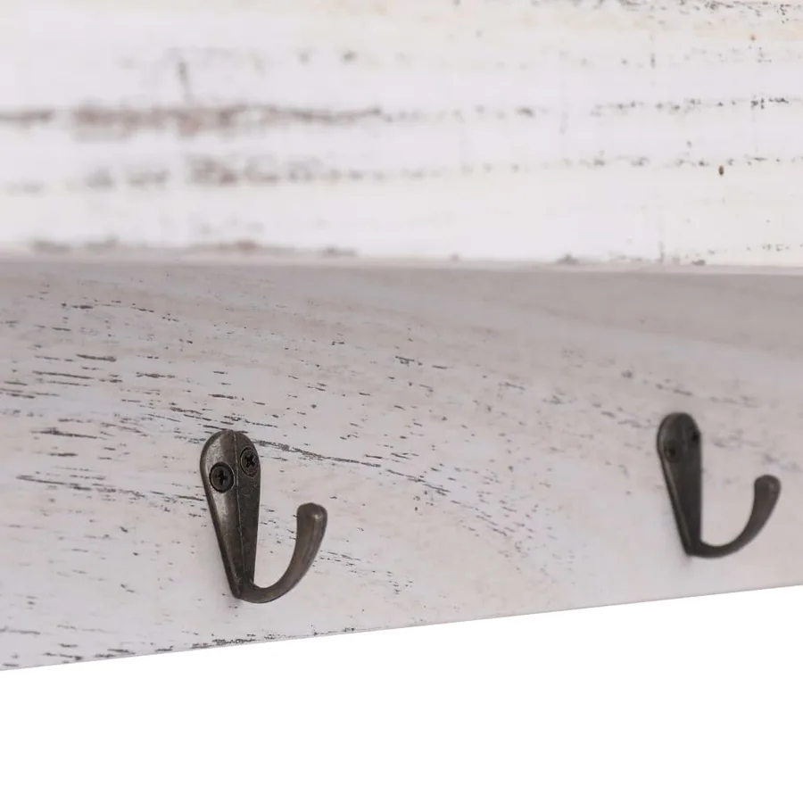 Porte-manteau mural Blanc 50x10x23 cm Bois - 5
