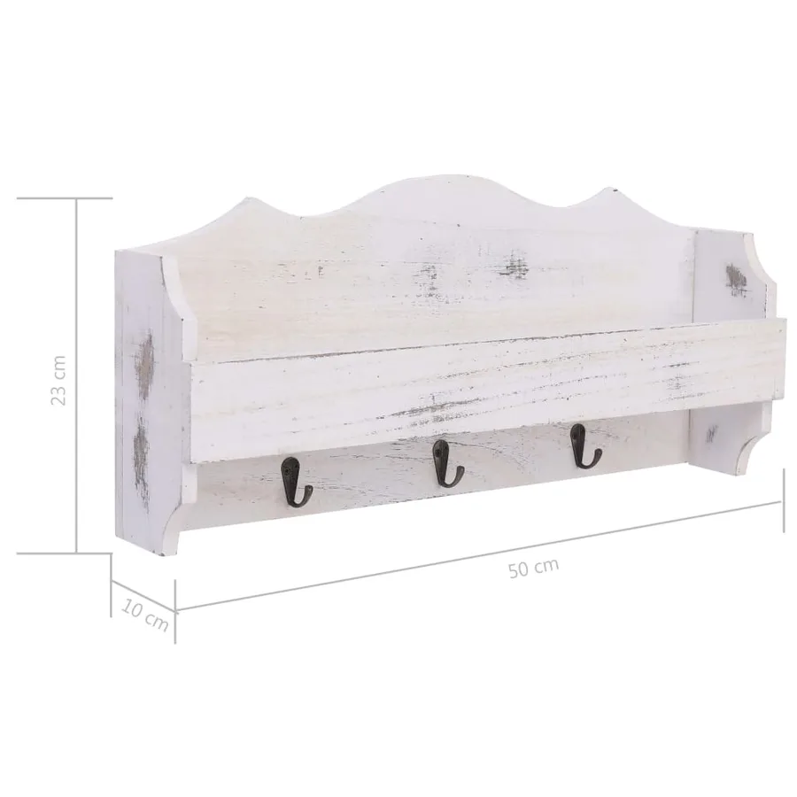 Porte-manteau mural Blanc 50x10x23 cm Bois - 7