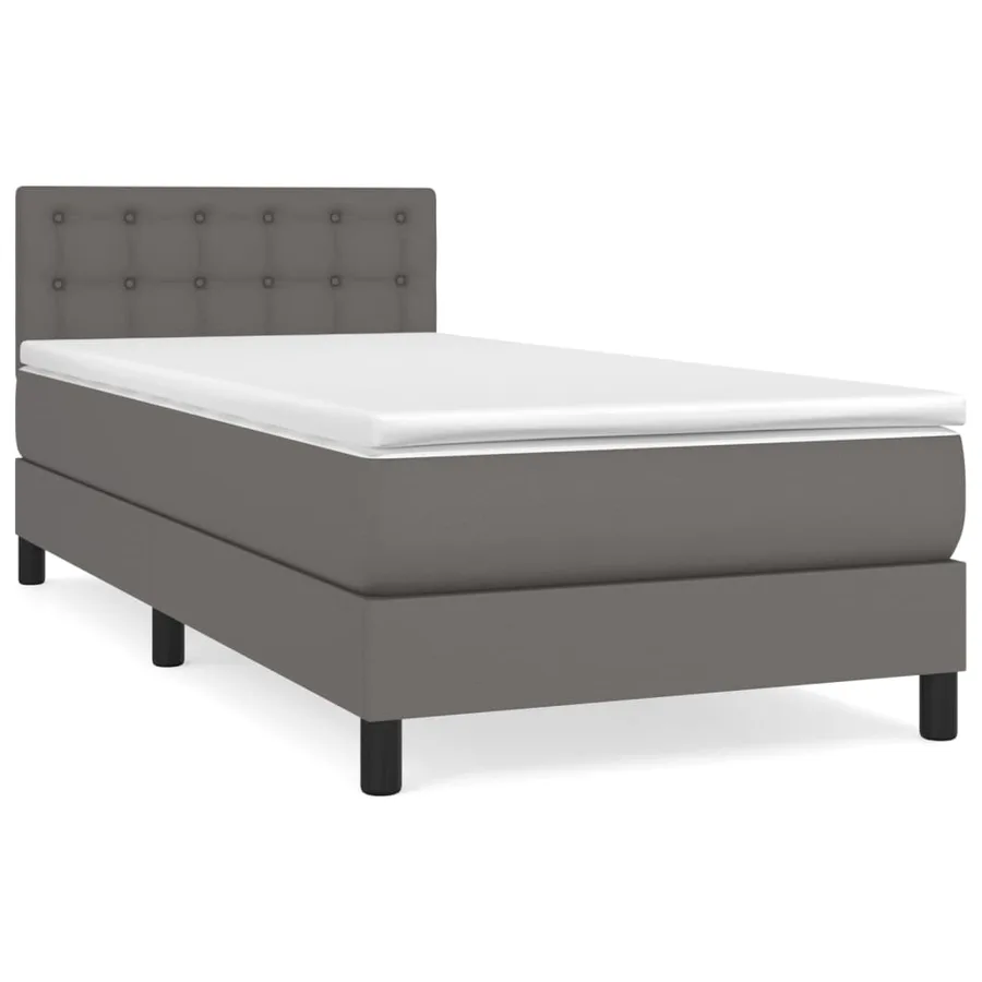 Sommier à lattes de lit avec matelas Gris 90x190 cm Similicuir - 2