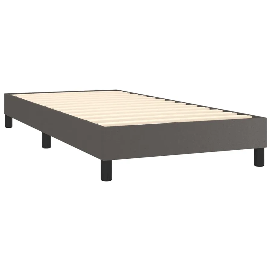 Sommier à lattes de lit avec matelas Gris 90x190 cm Similicuir - 4