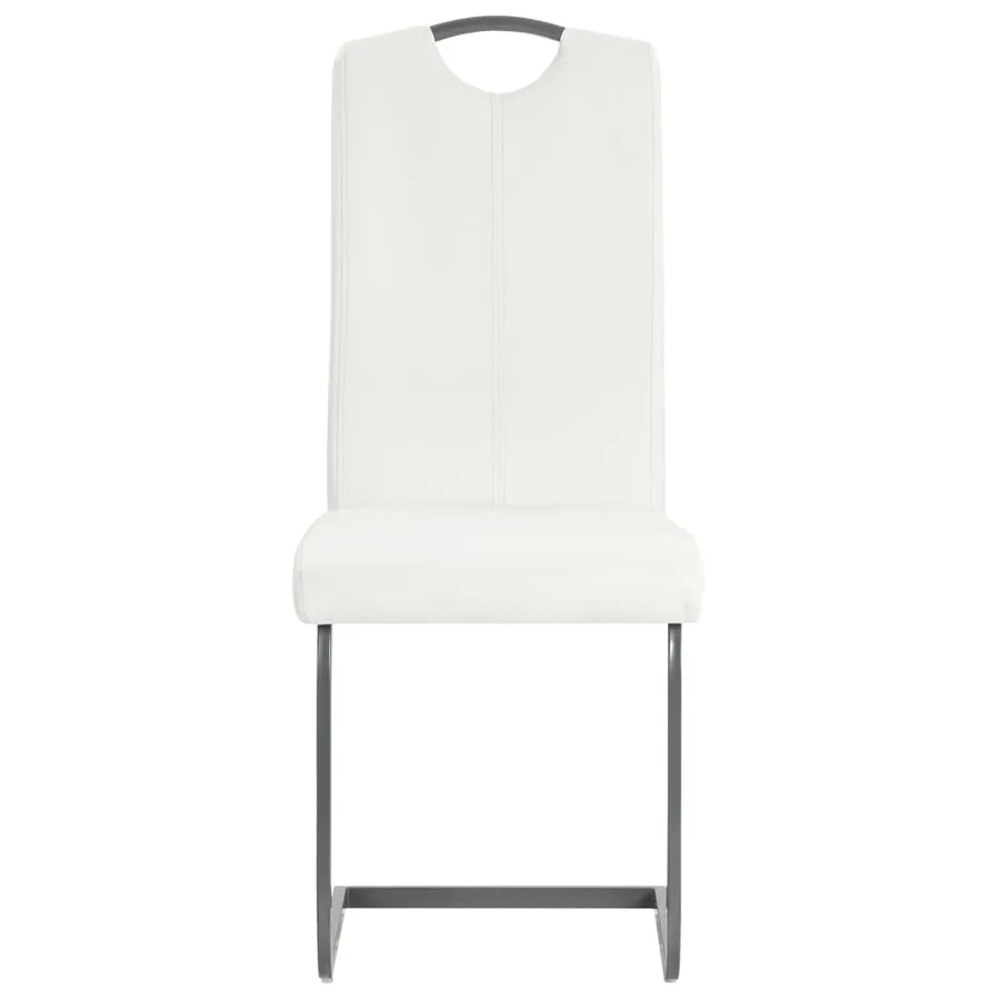 Chaises à manger cantilever lot de 2 blanc similicuir - 3