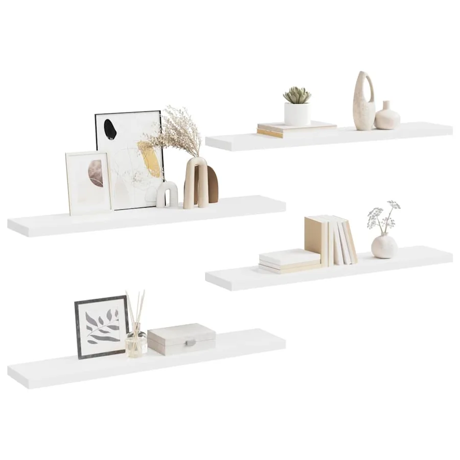 Étagères murales flottantes 4 pcs blanc 120x23,5x3,8 cm MDF - 5