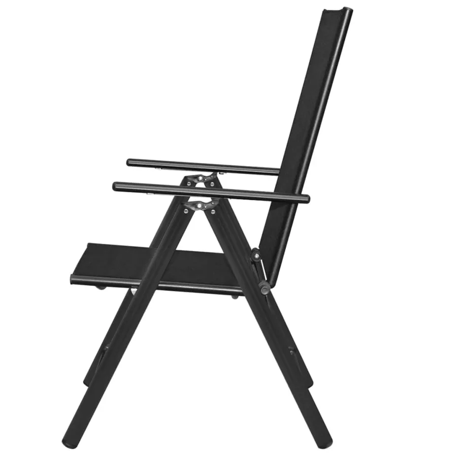 Chaises pliables de jardin lot de 4 Aluminium et textilène Noir - 4