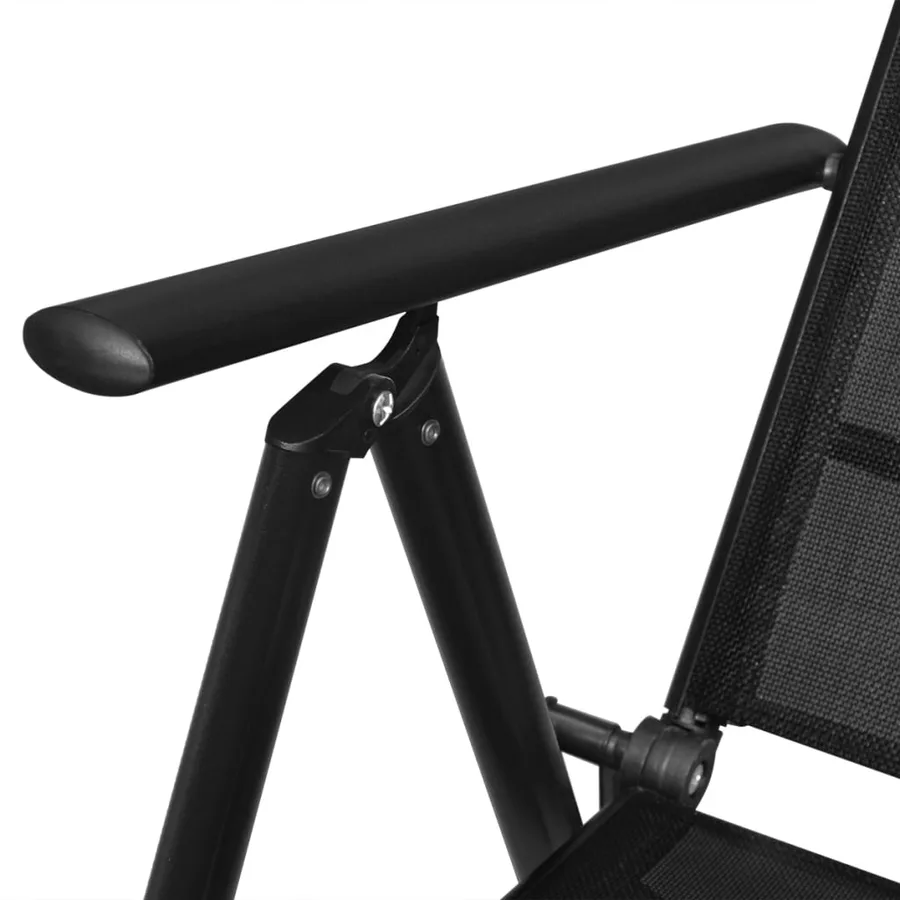 Chaises pliables de jardin lot de 4 Aluminium et textilène Noir - 6