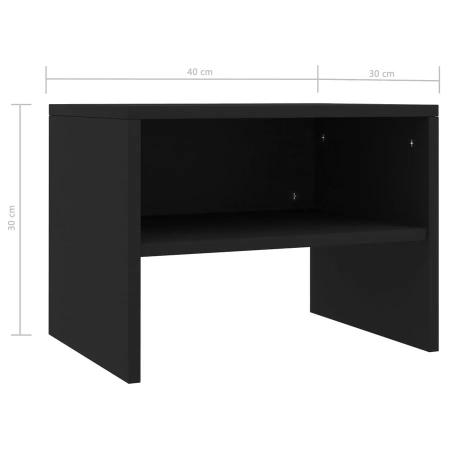 Tables de chevet 2 pcs Noir 40x30x30 cm Bois d'ingénierie - 7