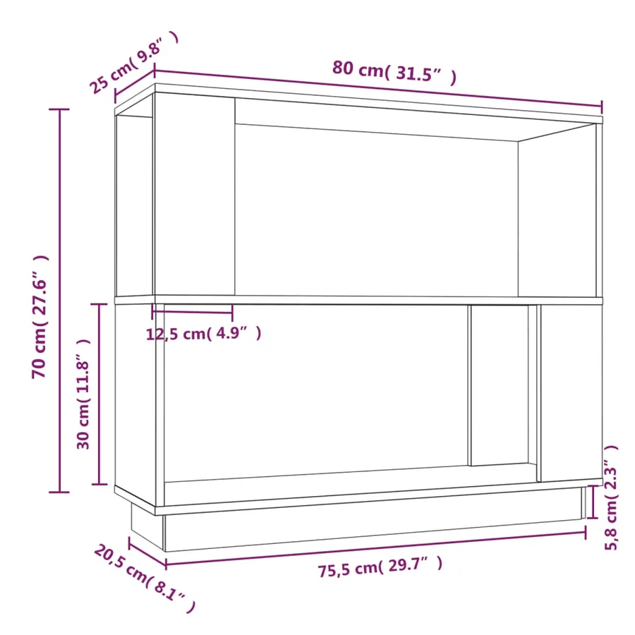 Bibliothèque/Séparateur de pièce Blanc 80x25x70 cm Pin solide - 8